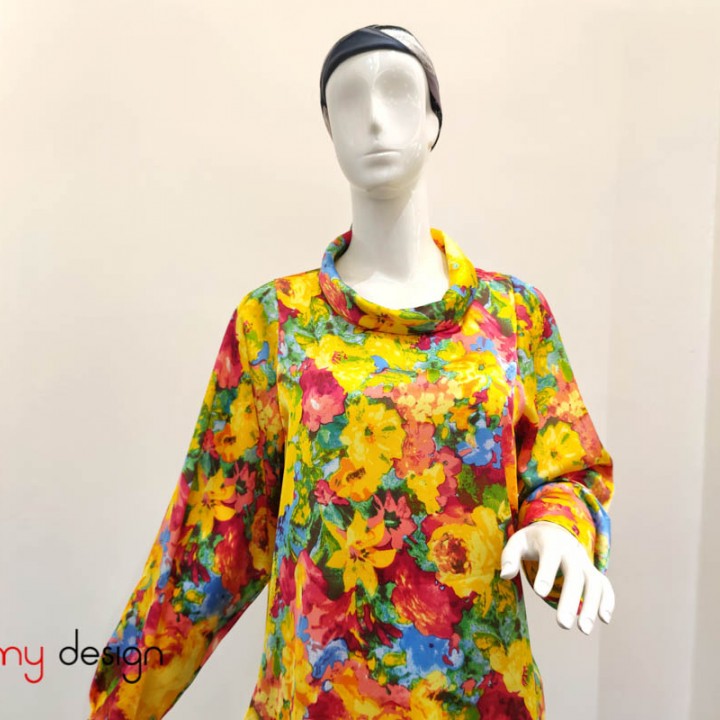 Butan silk top with flowers